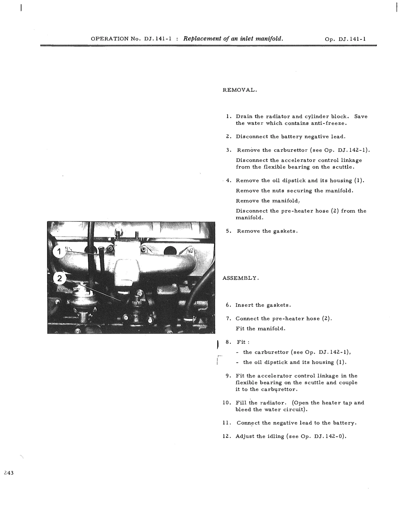 Replacement of an inlet manifold, page 503 of 750 — DS21 & DS21M / DS19A & DS19MA Repair Manual