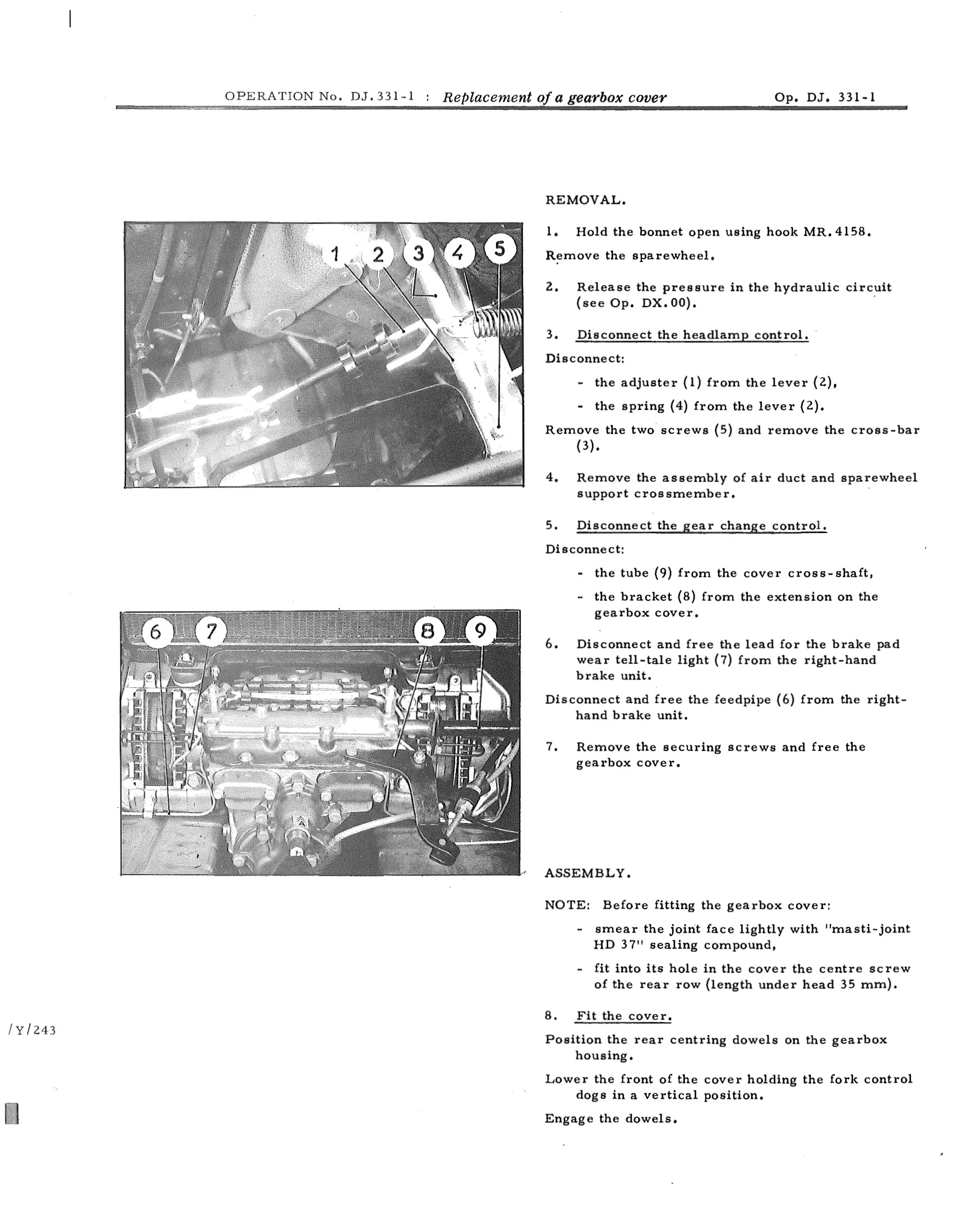 Replacement of a gearbox cover, page 527 of 750 — DS21 & DS21M / DS19A & DS19MA Repair Manual