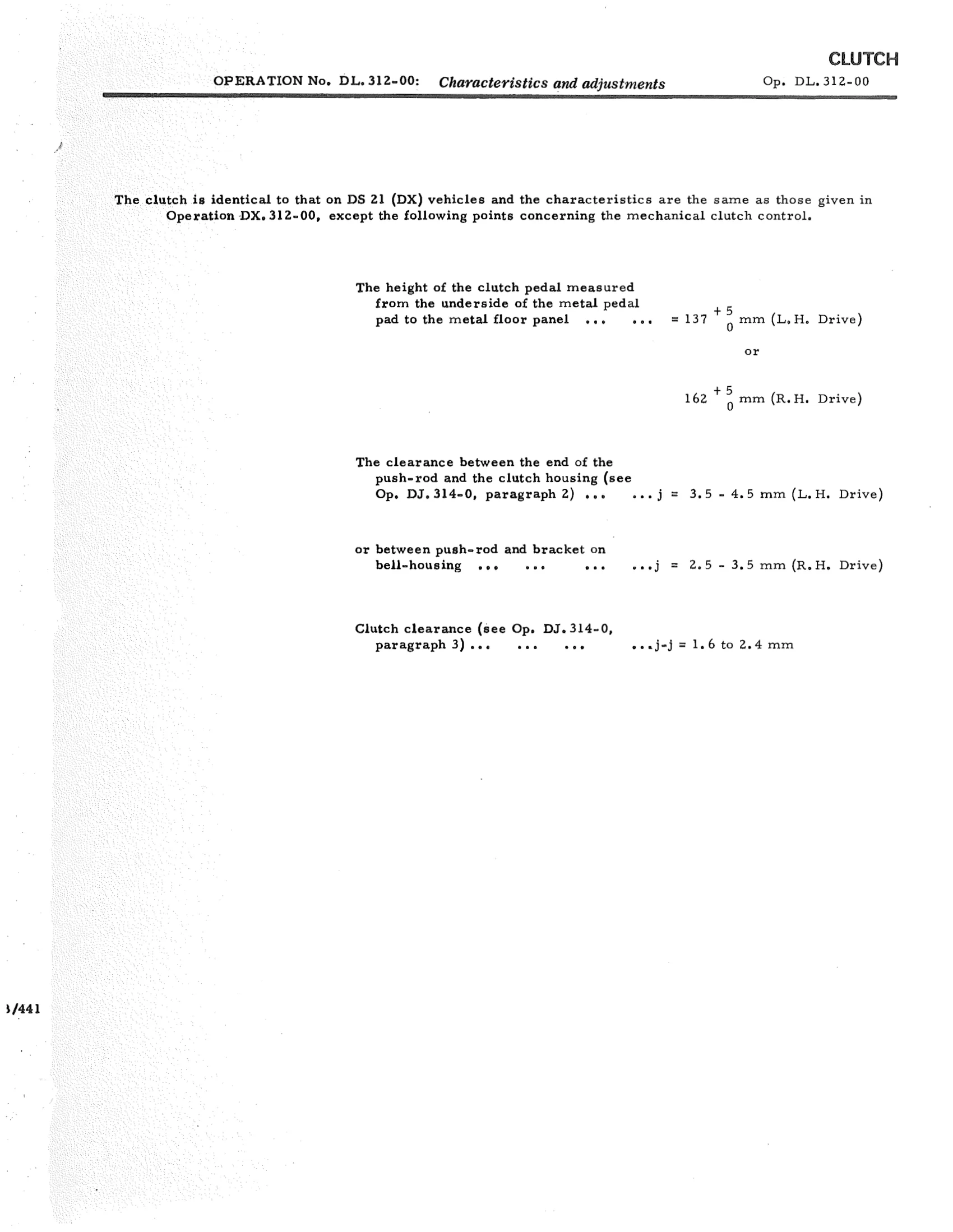 Clutch data, page 737 of 750 — DS21 & DS21M / DS19A & DS19MA Repair Manual