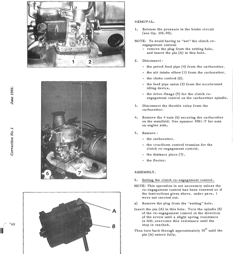 Replace carburettor, page 101 — DS21 & DS21M / DS19A & DS19MA Repair Manual