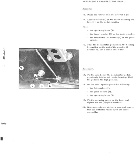 Replace carburettor pedal, page 110 — DS21 & DS21M / DS19A & DS19MA Repair Manual