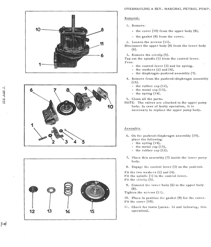 Overhaul SEV Marchal pump, page 115 — DS21 & DS21M / DS19A & DS19MA Repair Manual