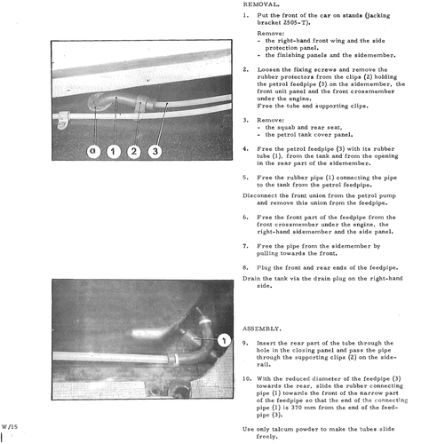 Replace petrol feed pipes, page 117 — DS21 & DS21M / DS19A & DS19MA Repair Manual