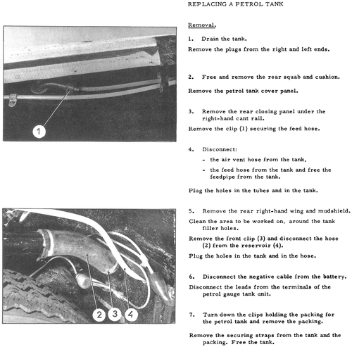 Replace petrol tank, page 120 — DS21 & DS21M / DS19A & DS19MA Repair Manual