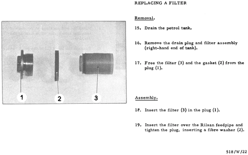 Replace petrol tank filter, page 123 — DS21 & DS21M / DS19A & DS19MA Repair Manual