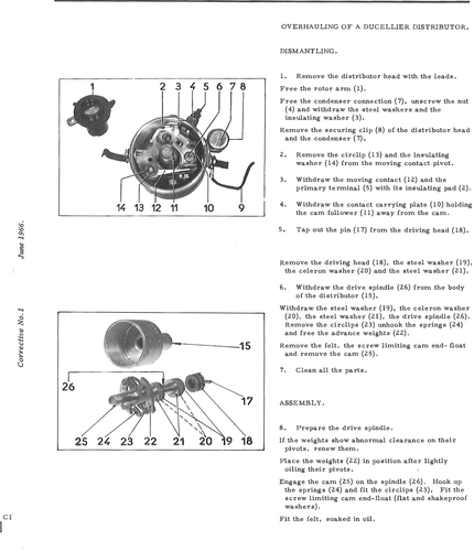 Overhaul Ducellier distributor, page 132 — DS21 & DS21M / DS19A & DS19MA Repair Manual