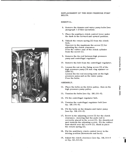 Replace HP pump belts, page 153 — DS21 & DS21M / DS19A & DS19MA Repair Manual