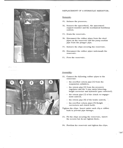 Replace hydraulic reservoir, page 274 — DS21 & DS21M / DS19A & DS19MA Repair Manual