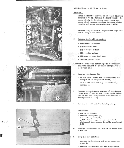 Replace anti-roll bar, page 341 — DS21 & DS21M / DS19A & DS19MA Repair Manual