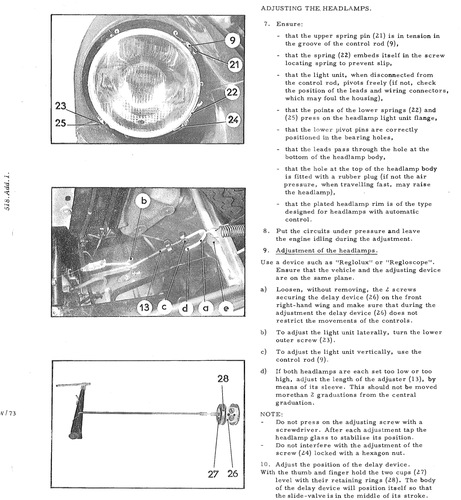 Adjust headlamps, page 458 — DS21 & DS21M / DS19A & DS19MA Repair Manual