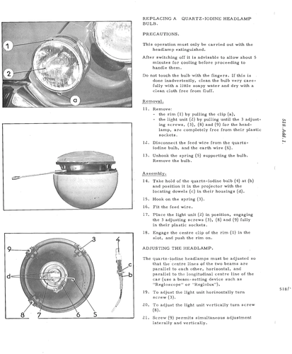 Replace QI headlight bulb, page 459 — DS21 & DS21M / DS19A & DS19MA Repair Manual