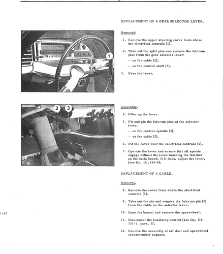 Replace gear lever, cable, page 530 — DS21 & DS21M / DS19A & DS19MA Repair Manual