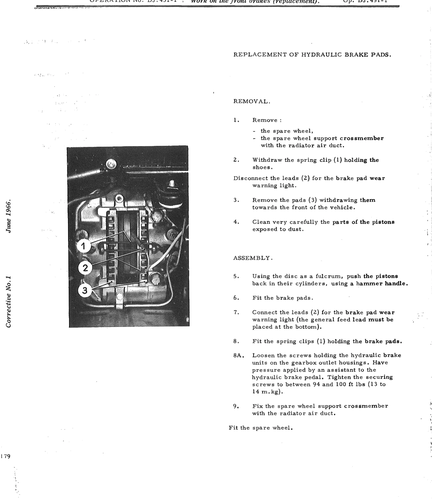 Replace hydraulic brake pads, page 551 — DS21 & DS21M / DS19A & DS19MA Repair Manual