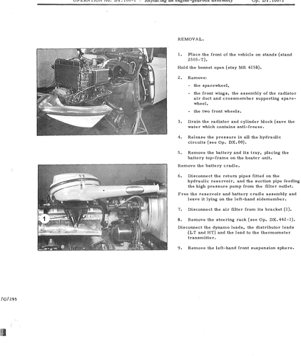 Replace engine/gearbox, page 579 — DS21 & DS21M / DS19A & DS19MA Repair Manual