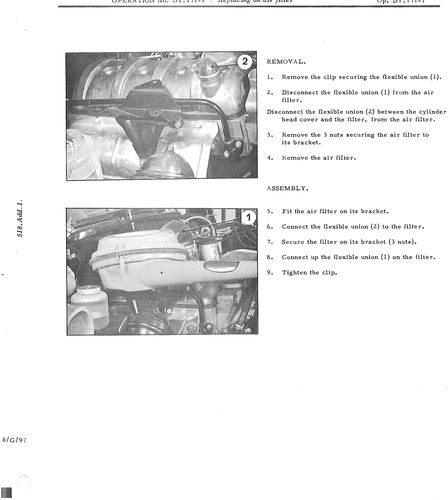 Replace air filter, page 638 — DS21 & DS21M / DS19A & DS19MA Repair Manual