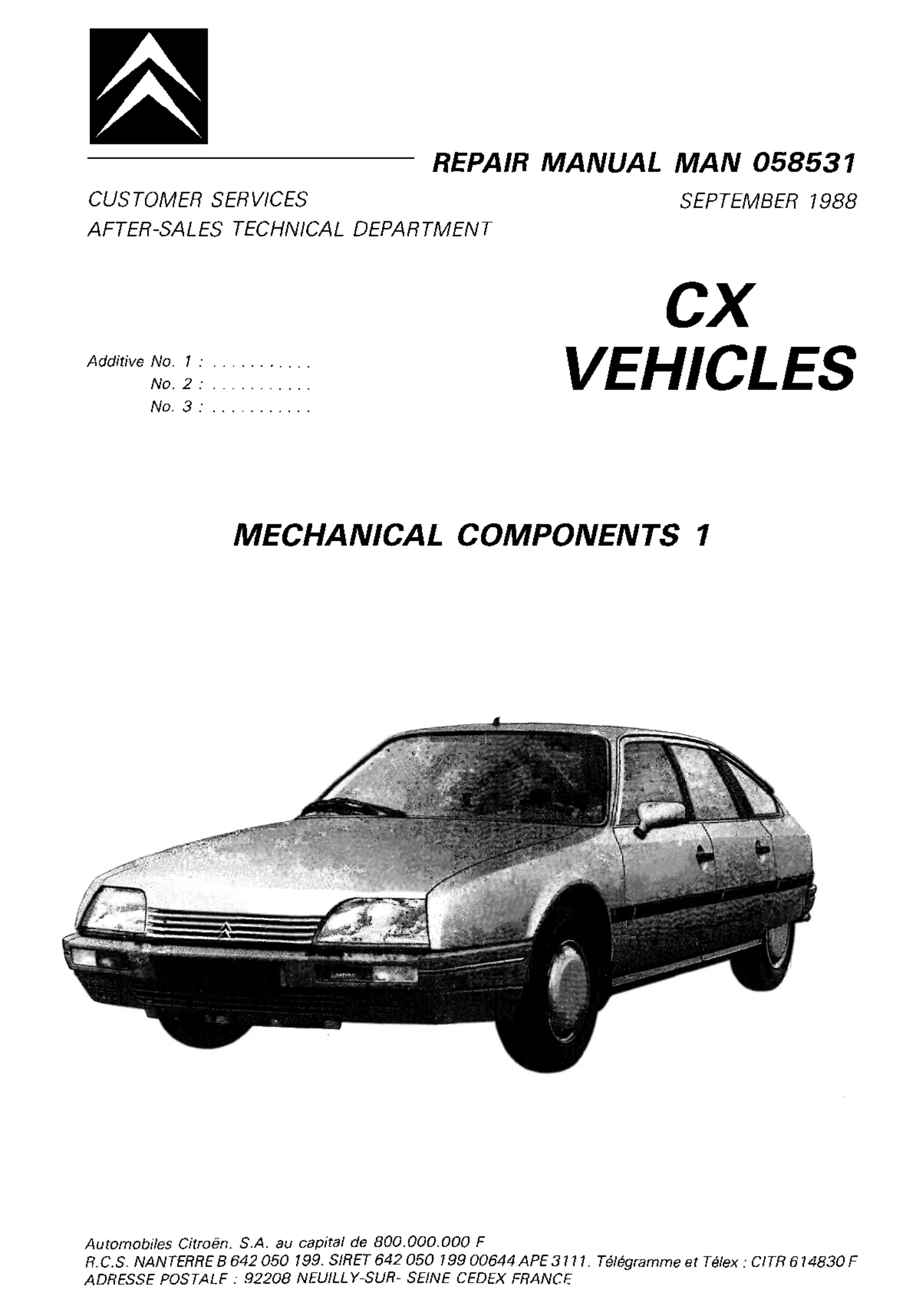 Introduction, page 1 of 611 — CX Repair Manual — Mechanical Components 1