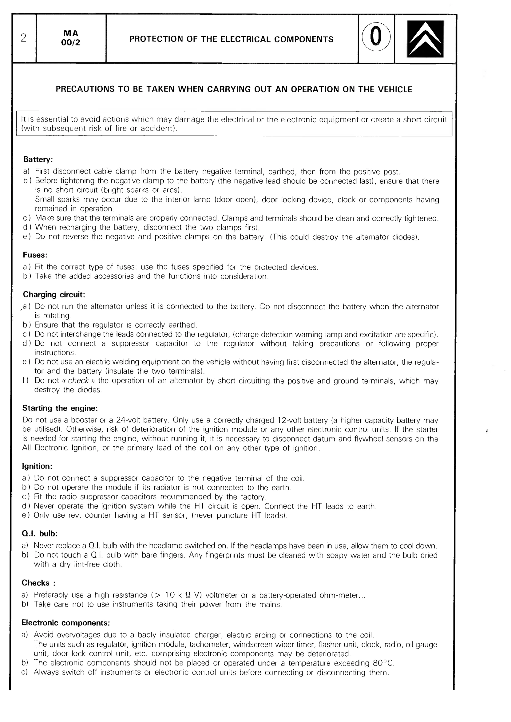 Electrical precautions, page 17 of 611 — CX Repair Manual — Mechanical Components 1