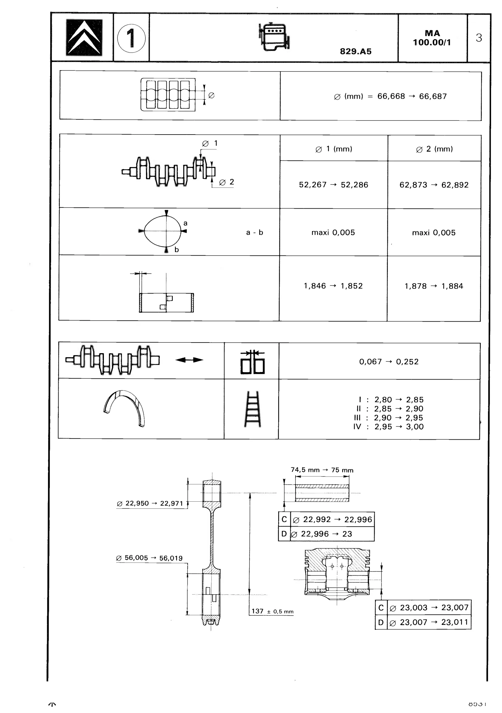 Engine data / CX 20 ohc, page 44 of 611 — CX Repair Manual — Mechanical Components 1