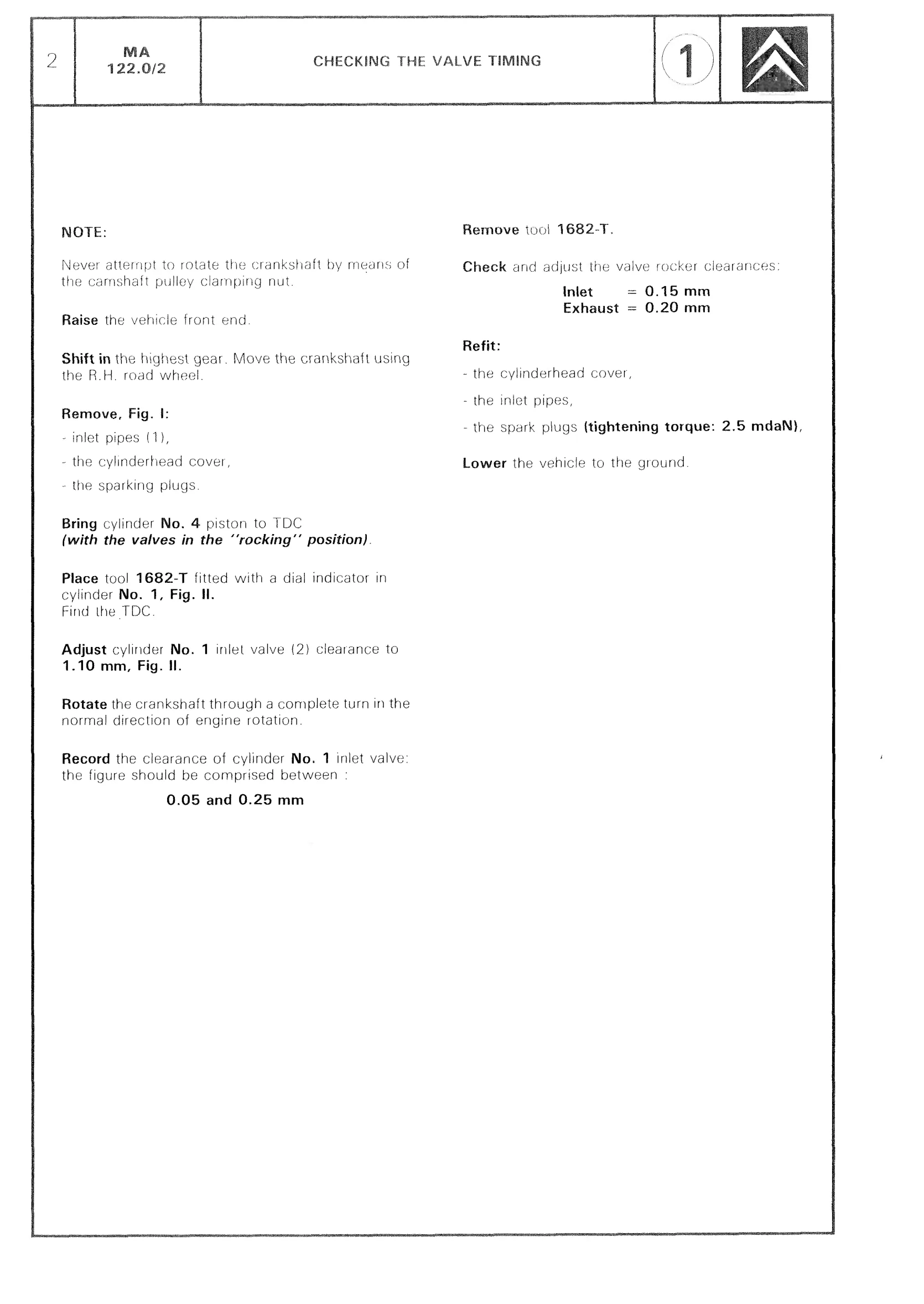 Check valve timing / Recommended tools, page 102 of 611 — CX Repair Manual — Mechanical Components 1