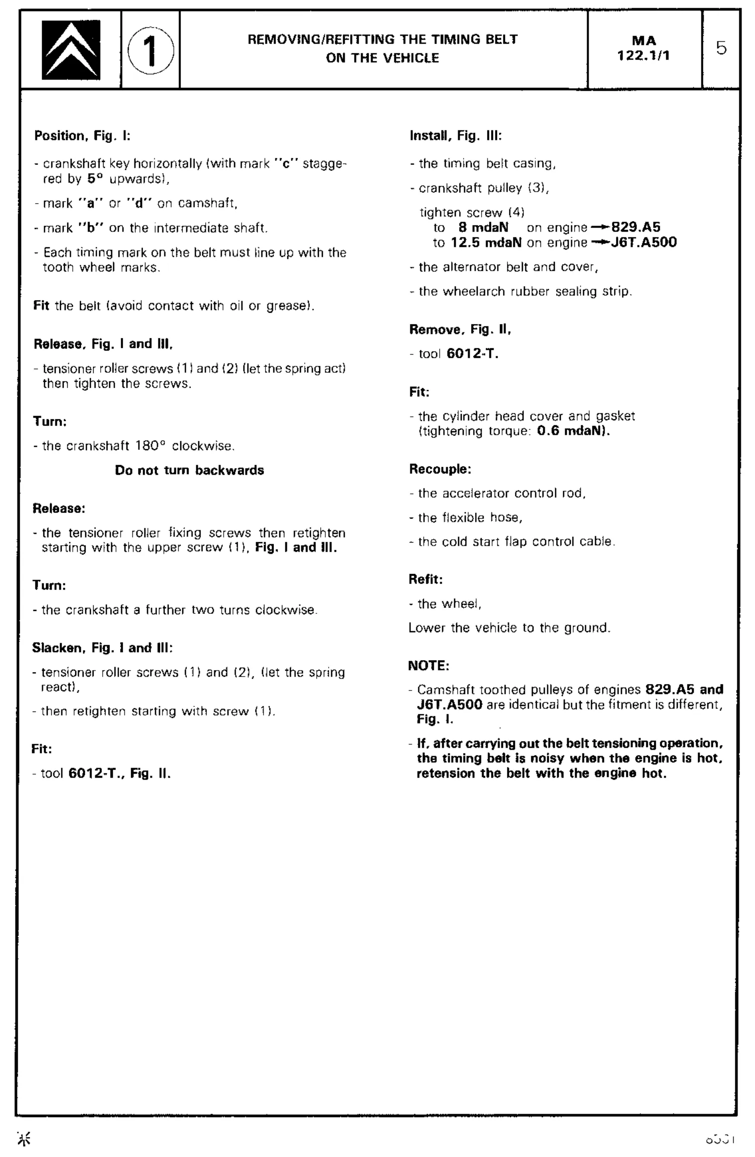 Replace timing belt, page 111 of 611 — CX Repair Manual — Mechanical Components 1