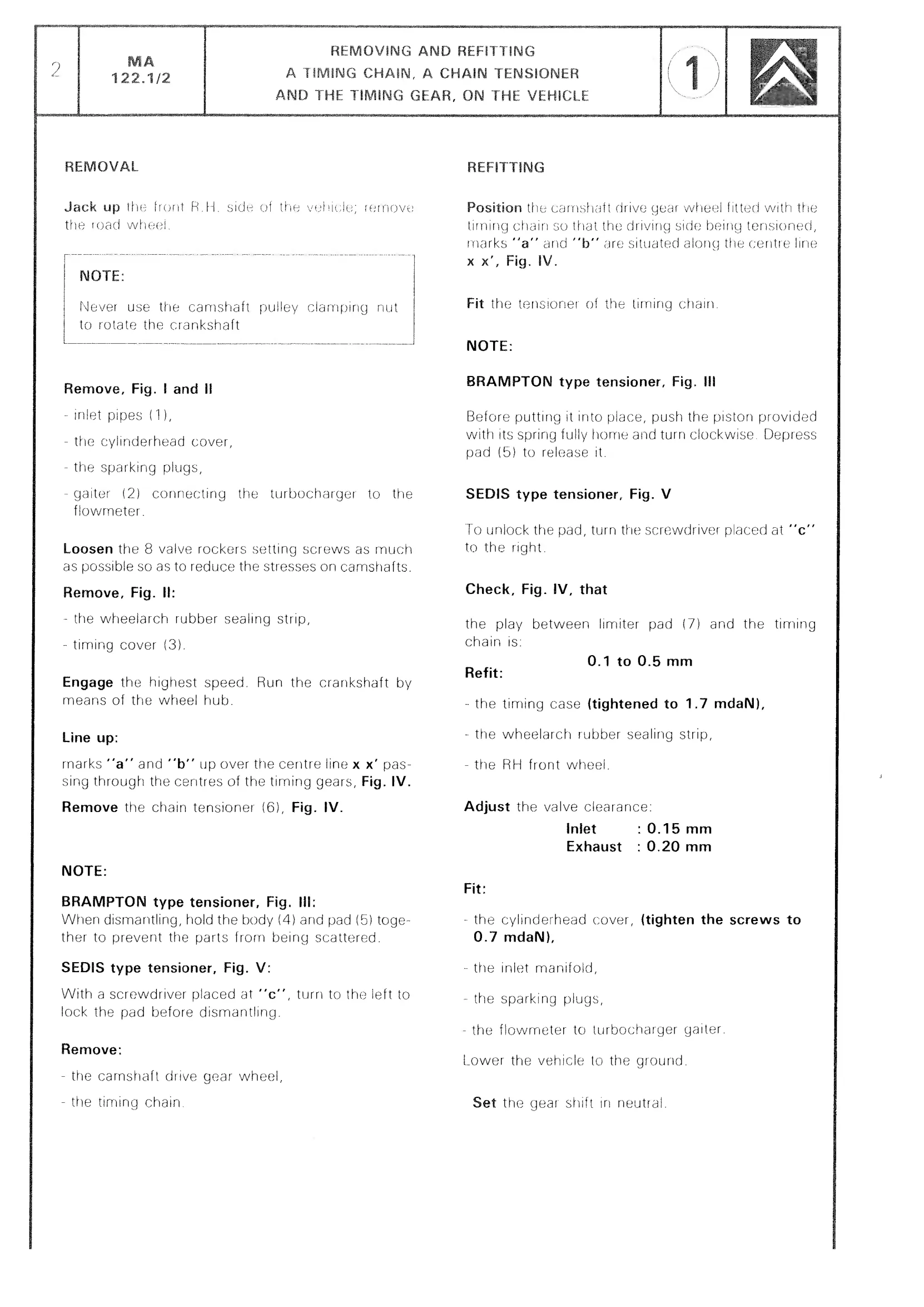 Replace timing chain, page 113 of 611 — CX Repair Manual — Mechanical Components 1