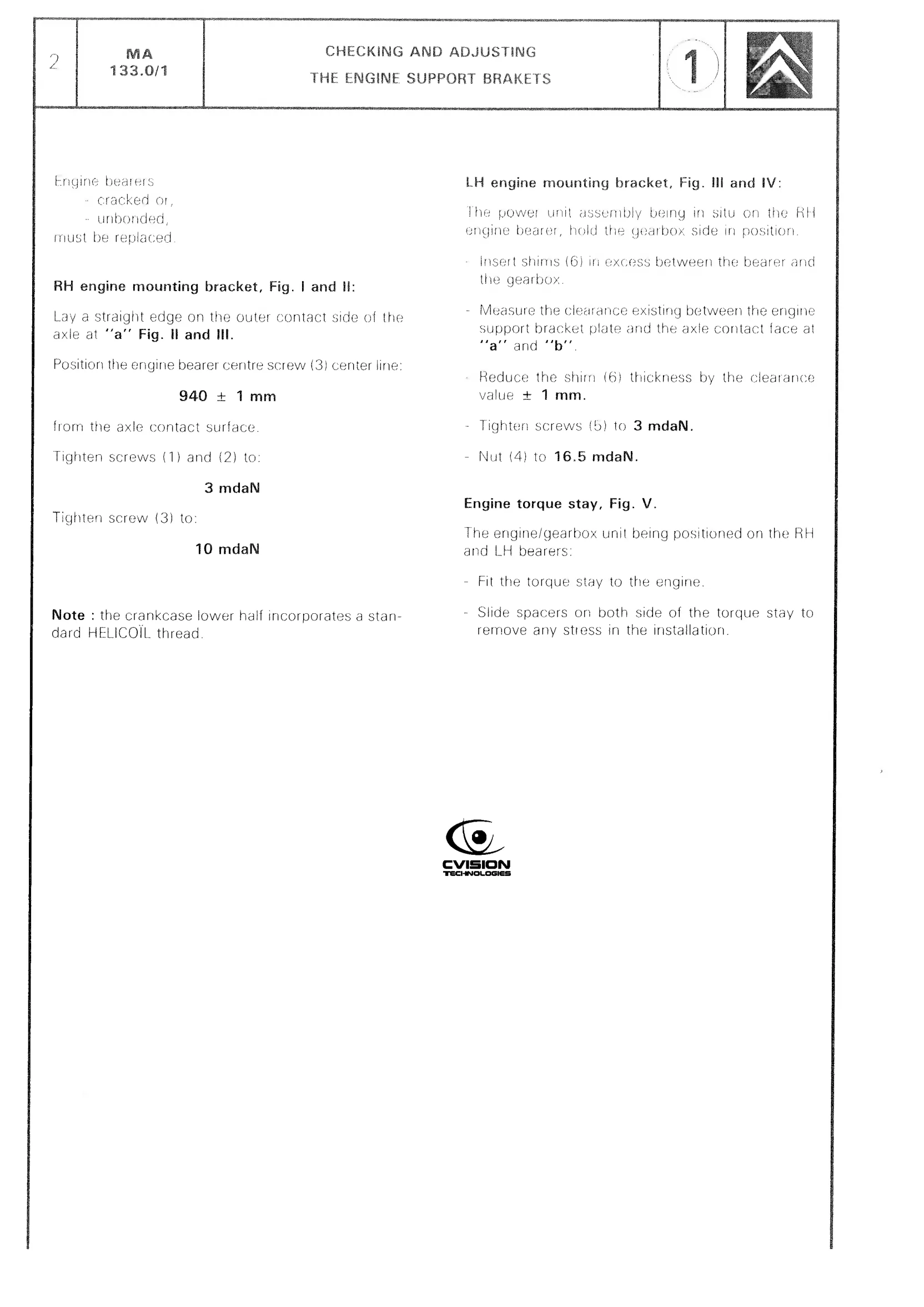 Check, adjust engine mounts, page 123 of 611 — CX Repair Manual — Mechanical Components 1