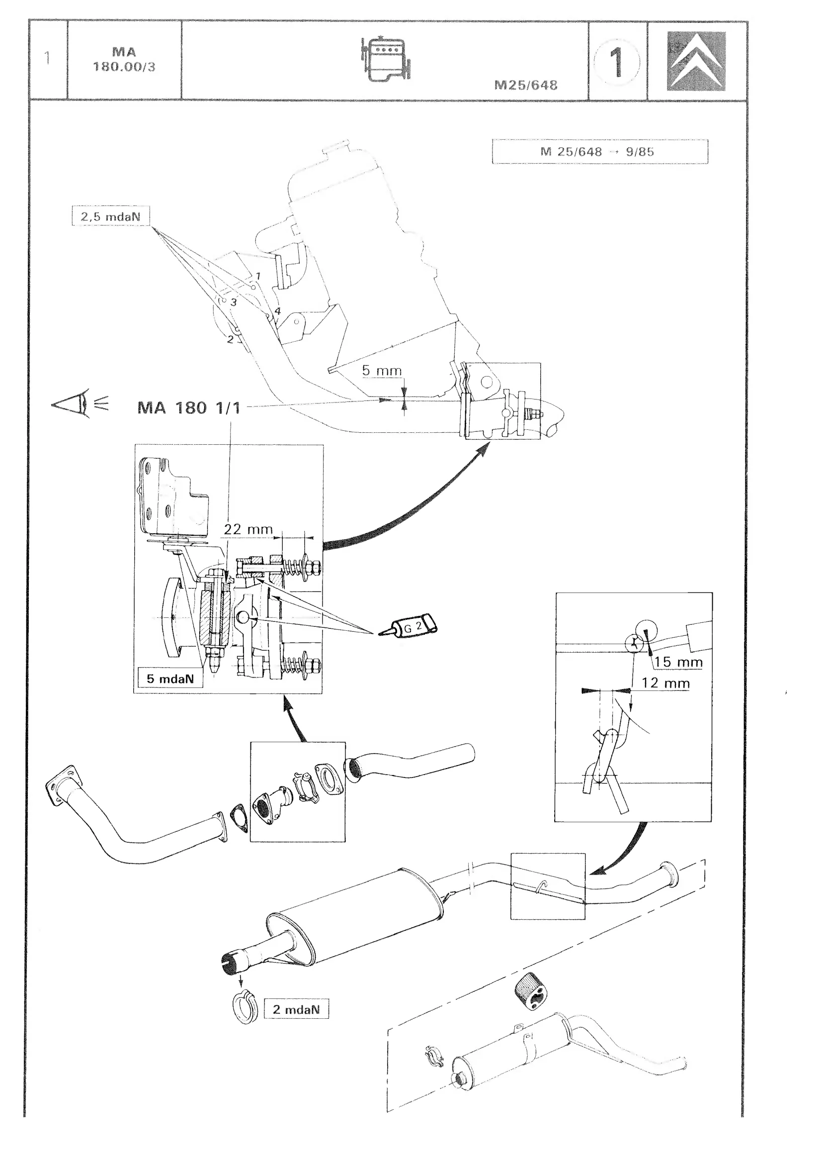 Exhaust system specs., page 128 of 611 — CX Repair Manual — Mechanical Components 1