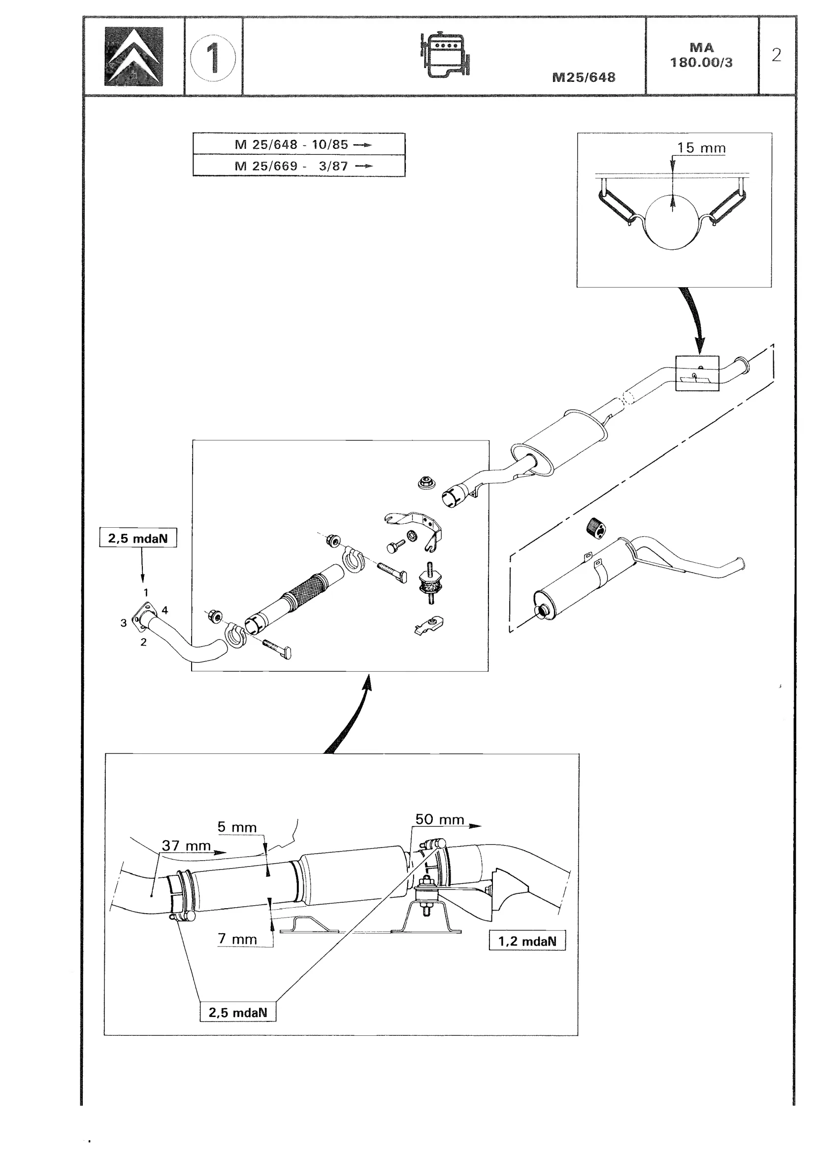 Exhaust system specs., page 129 of 611 — CX Repair Manual — Mechanical Components 1