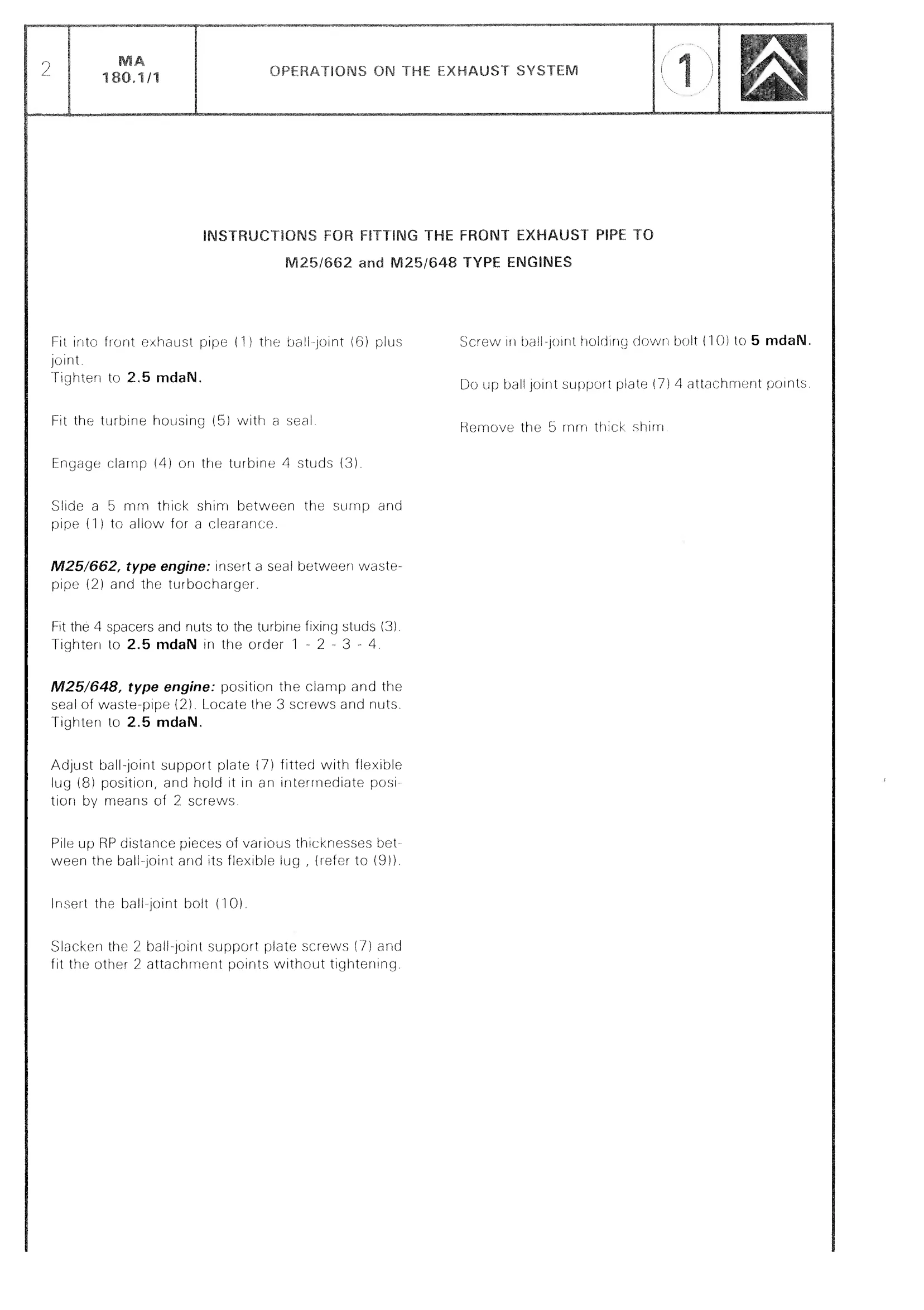 Work on exhaust system, page 132 of 611 — CX Repair Manual — Mechanical Components 1