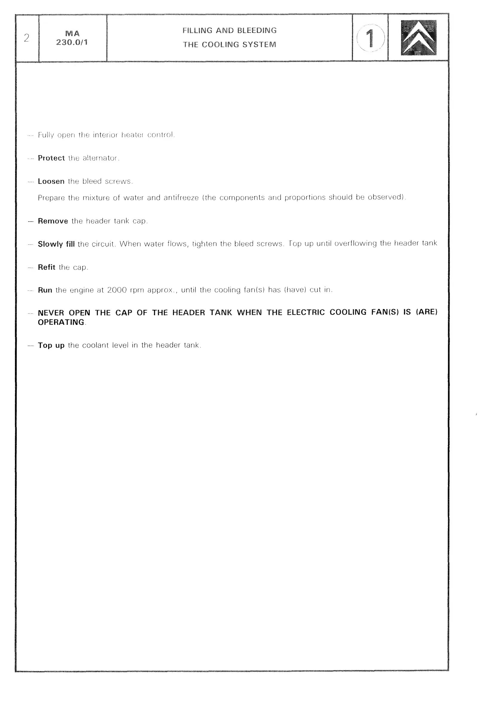 Fill, bleed cooling system, page 147 of 611 — CX Repair Manual — Mechanical Components 1