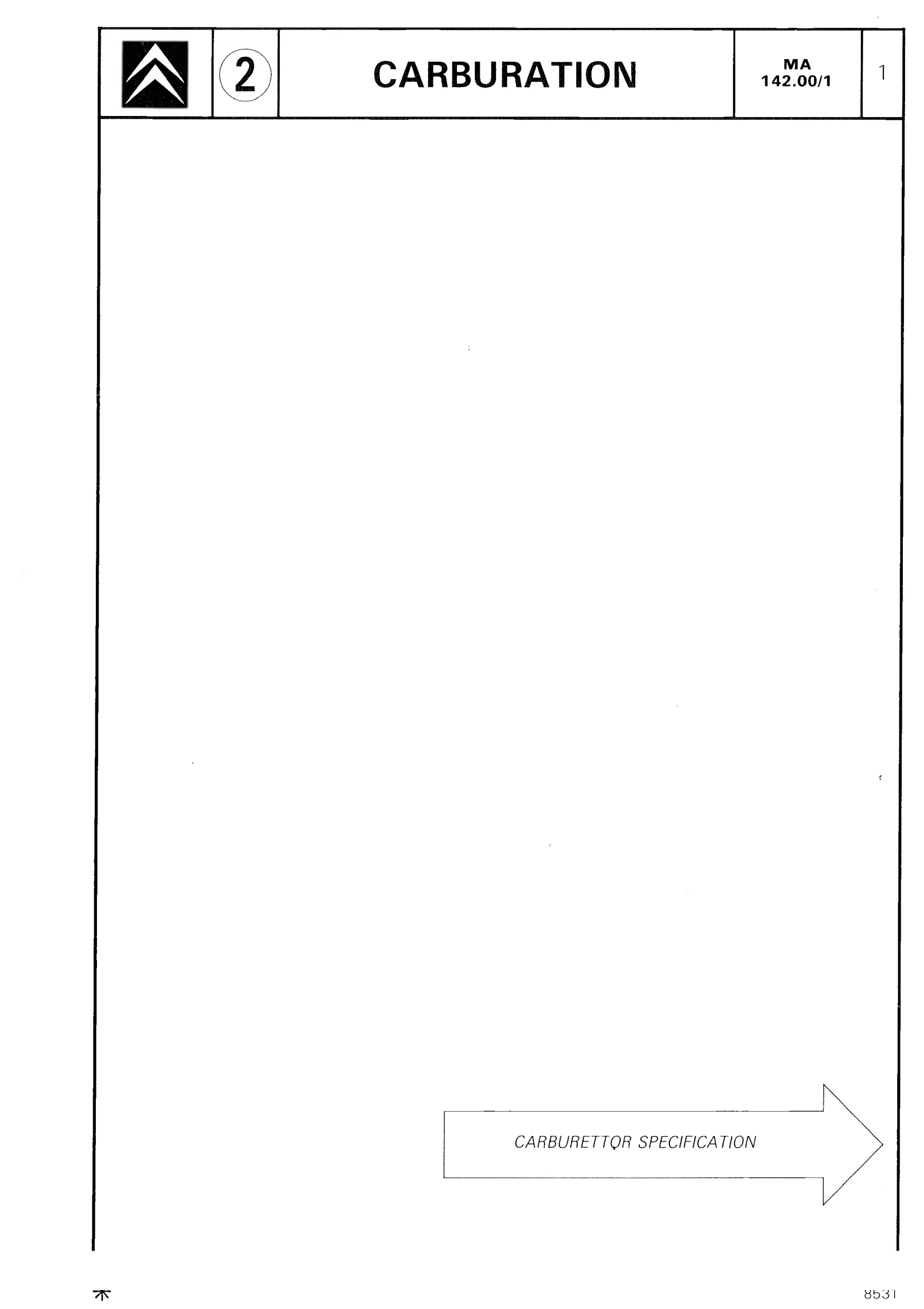 Carburettor specification, page 159 of 611 — CX Repair Manual — Mechanical Components 1