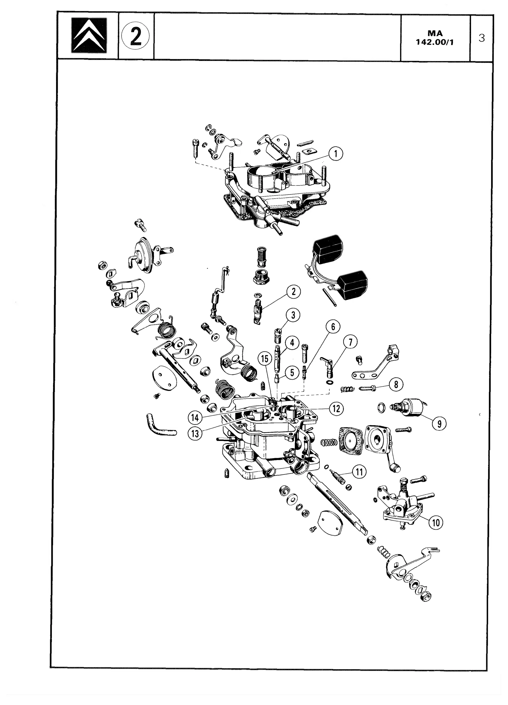 Carburettor specification, page 161 of 611 — CX Repair Manual — Mechanical Components 1