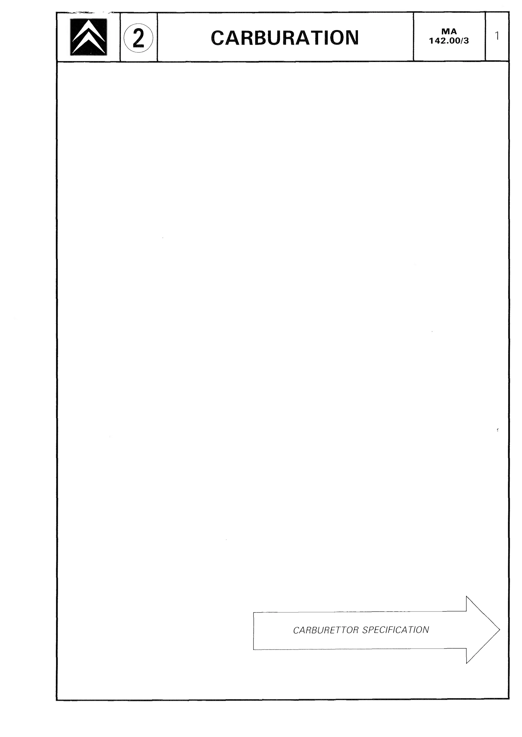 Carburettor specification, page 165 of 611 — CX Repair Manual — Mechanical Components 1
