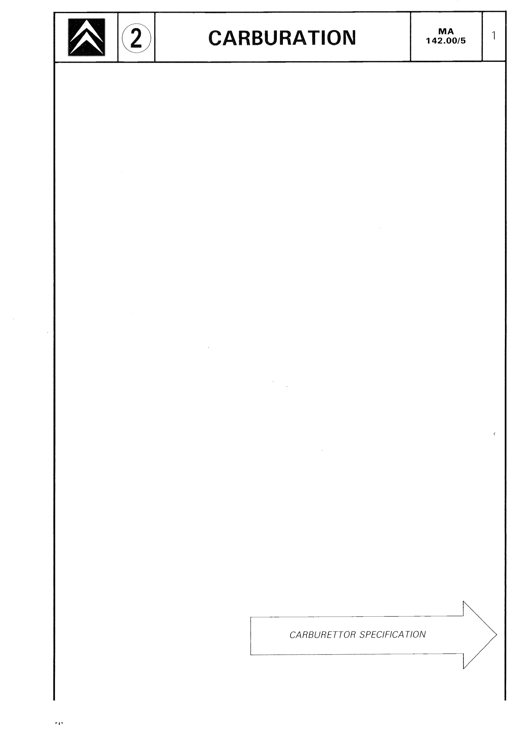 Carburettor specification, page 168 of 611 — CX Repair Manual — Mechanical Components 1