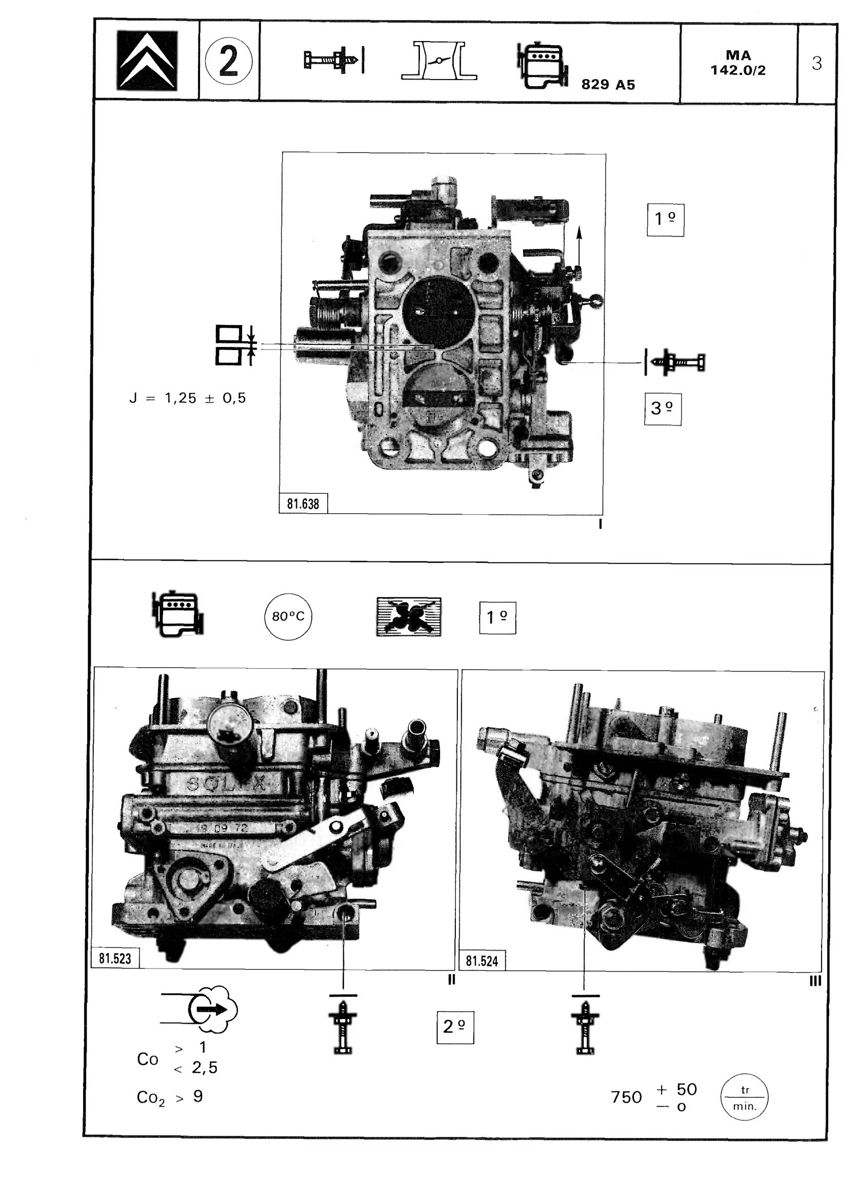 Carburettor specification, page 175 of 611 — CX Repair Manual — Mechanical Components 1
