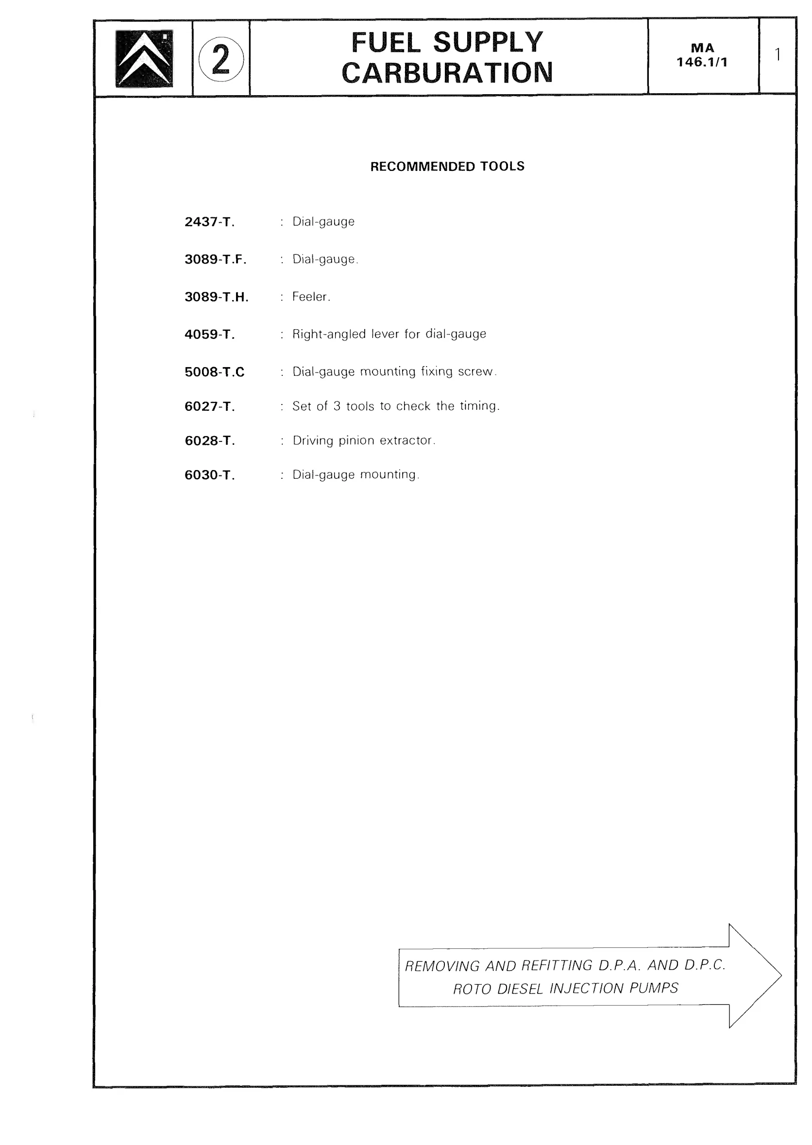 Remove and refit diesel pump, page 215 of 611 — CX Repair Manual — Mechanical Components 1