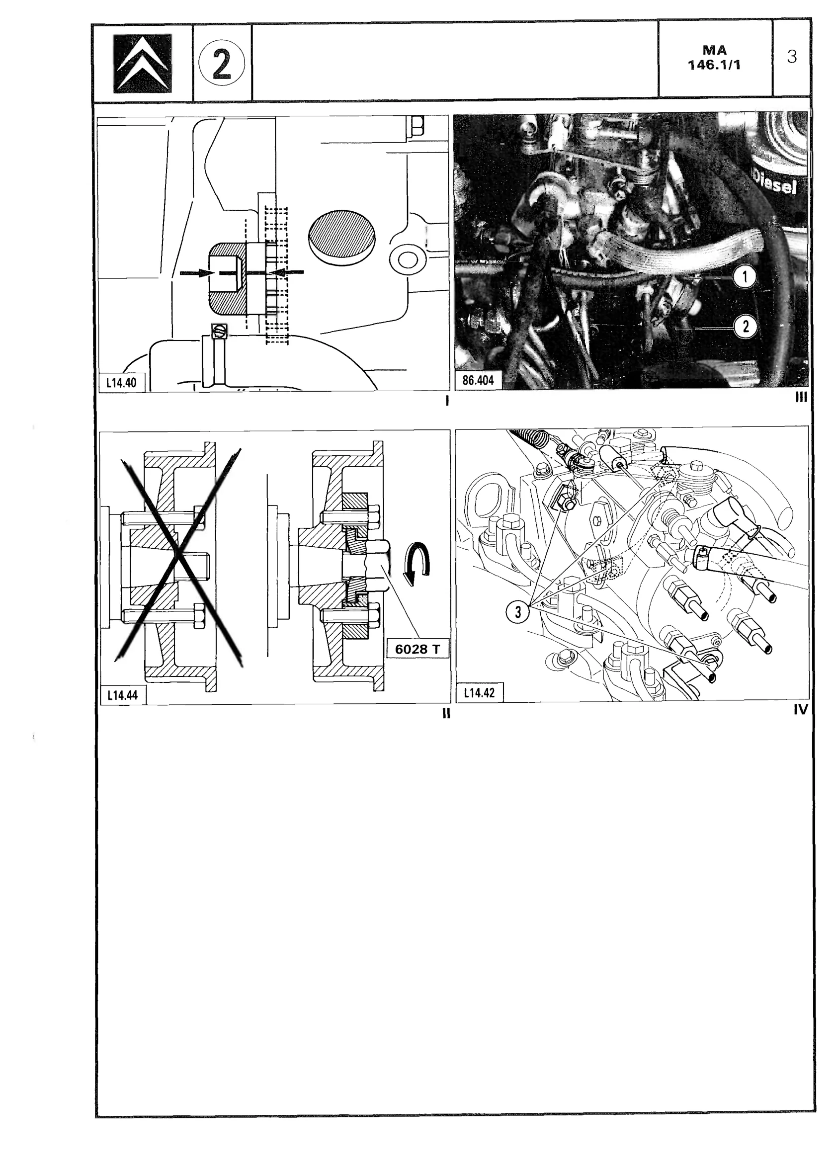 Remove and refit diesel pump, page 217 of 611 — CX Repair Manual — Mechanical Components 1