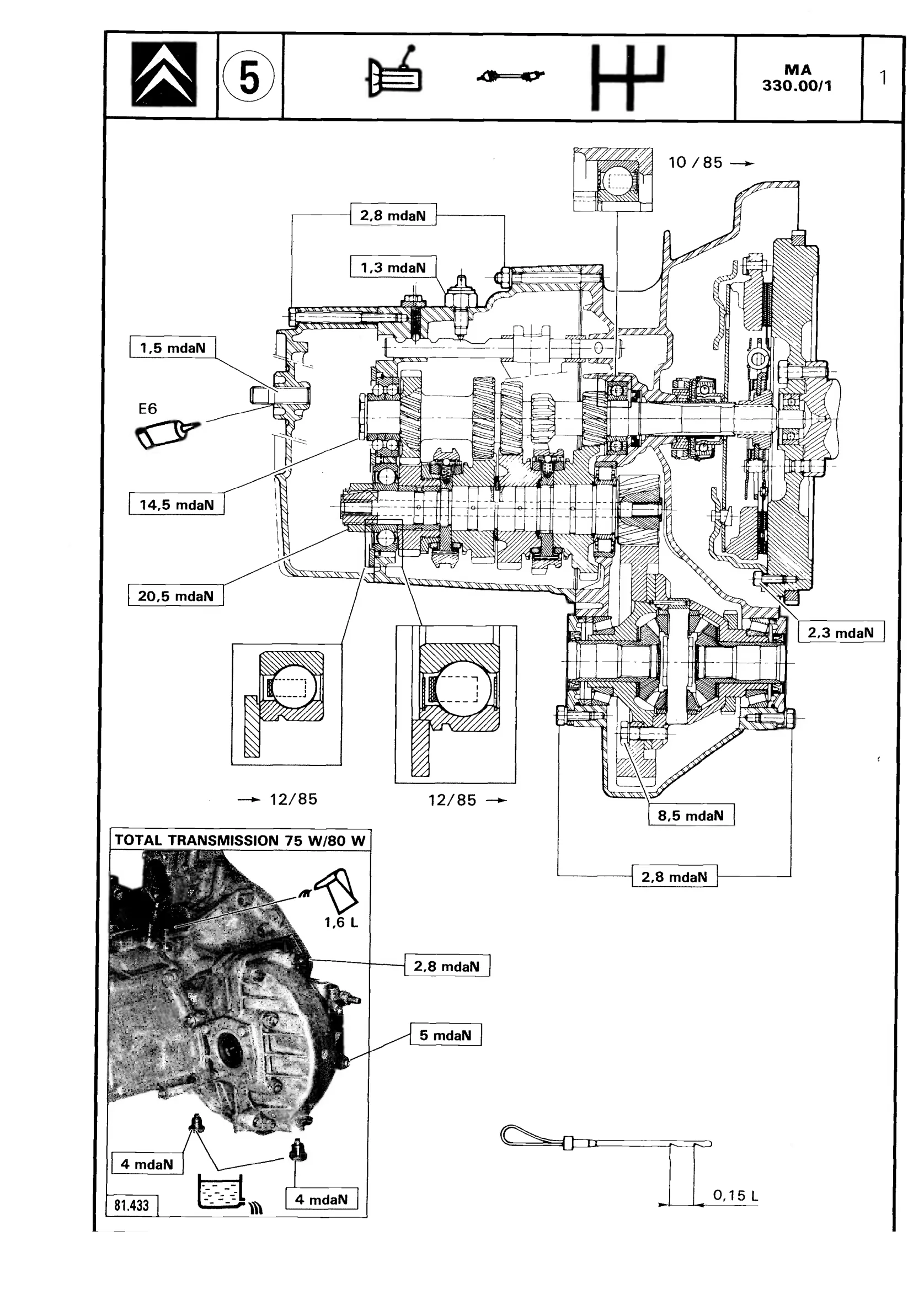 4-speed gearbox, page 277 of 611 — CX Repair Manual — Mechanical Components 1