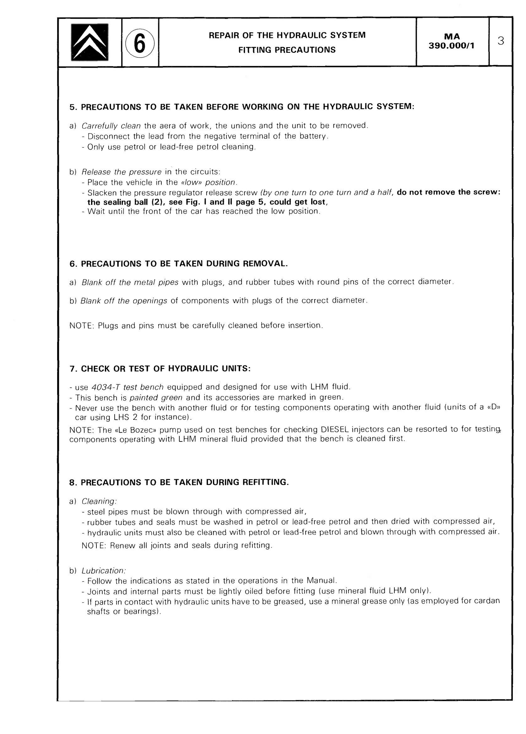 Precautions, page 314 of 611 — CX Repair Manual — Mechanical Components 1
