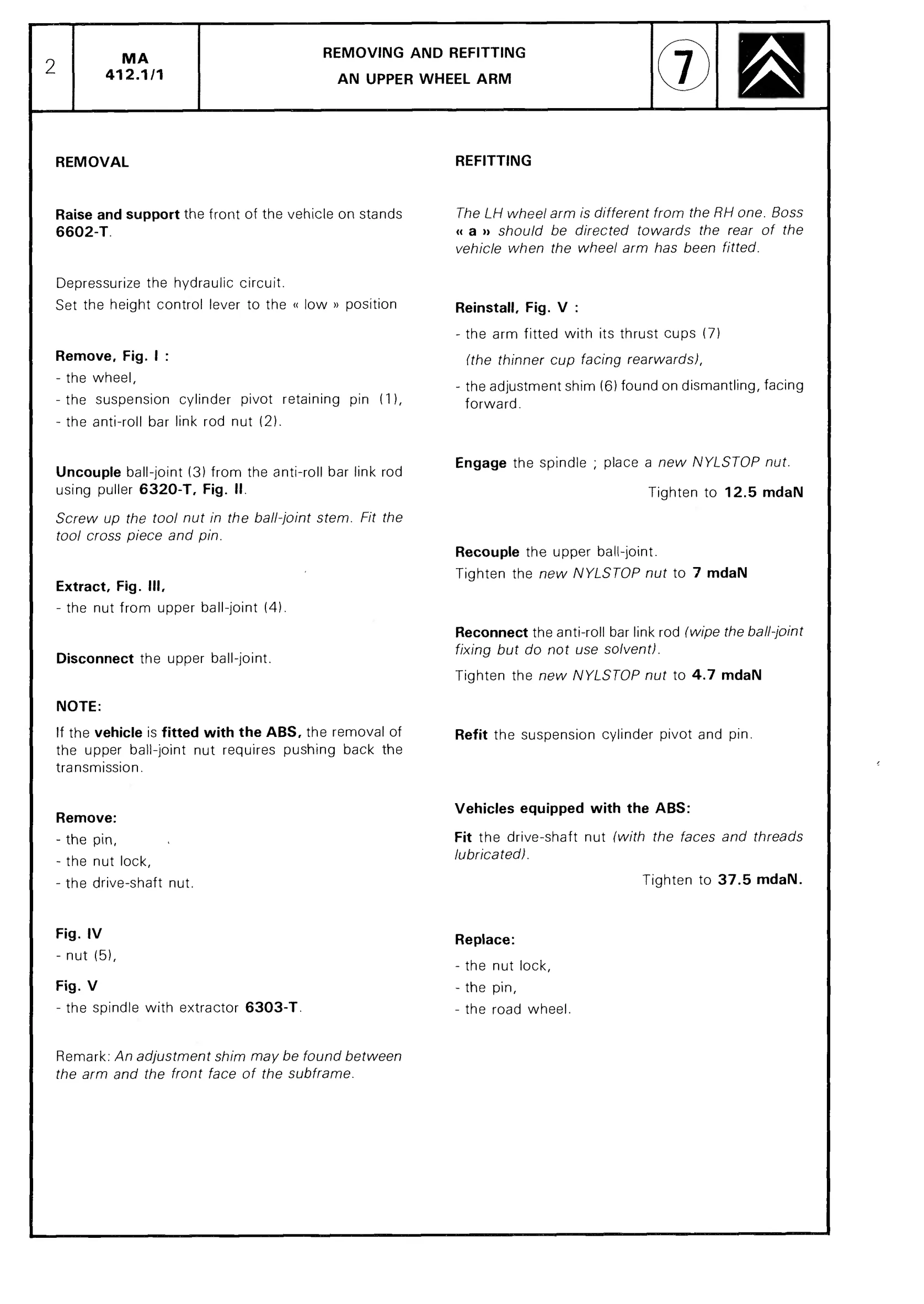 Remove, fit upper wheel arm, page 335 of 611 — CX Repair Manual — Mechanical Components 1