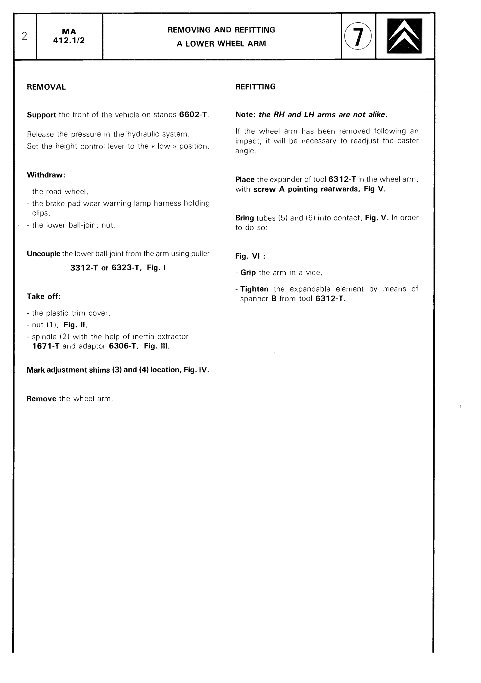 Remove, fit lower wheel arm, page 338 of 611 — CX Repair Manual — Mechanical Components 1