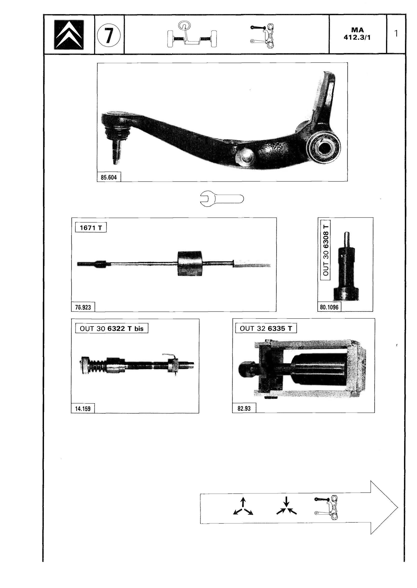 Remove, fit lower wheel arm, page 342 of 611 — CX Repair Manual — Mechanical Components 1
