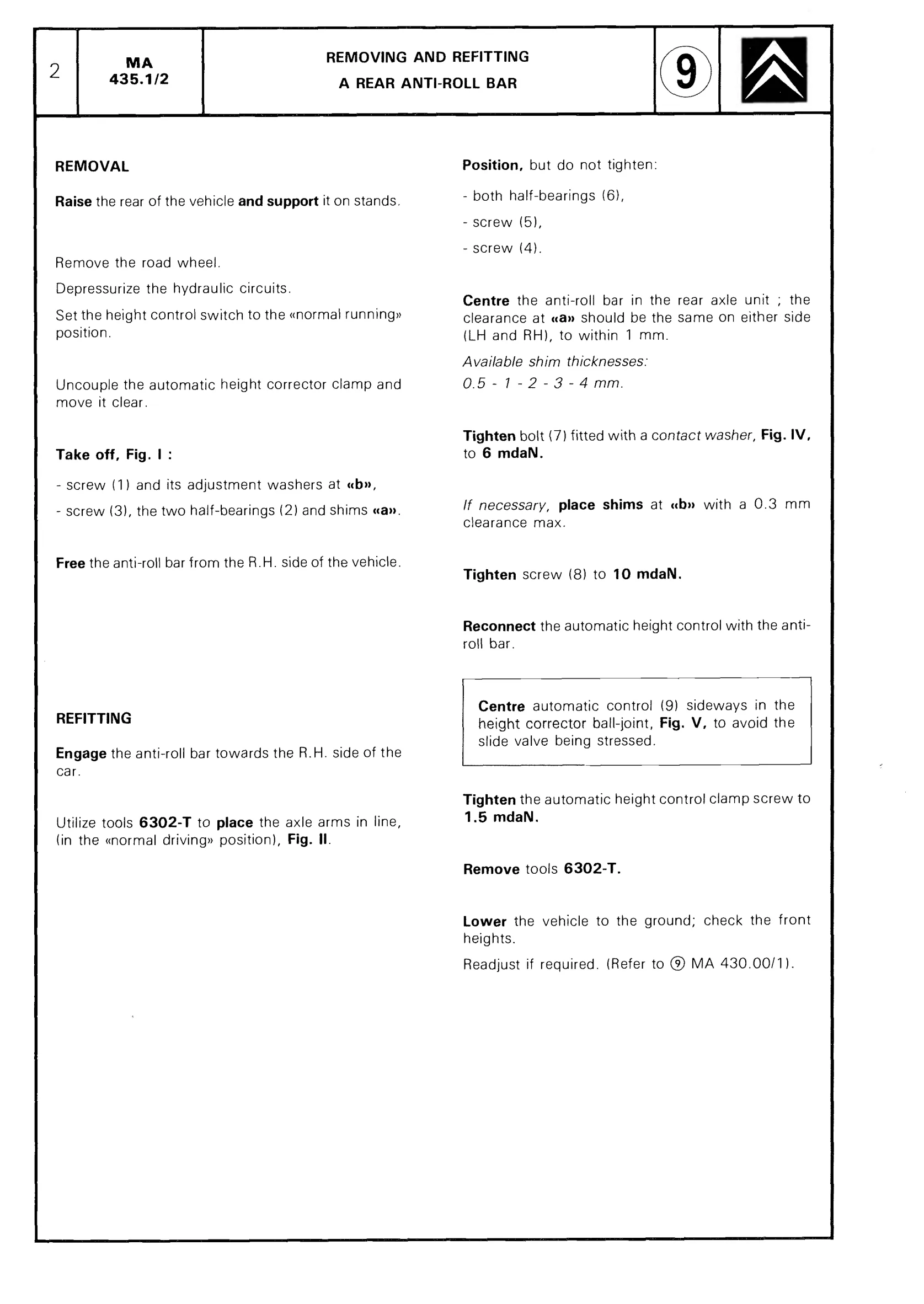 Remove/fit rear anti-roll bar, page 400 of 611 — CX Repair Manual — Mechanical Components 1