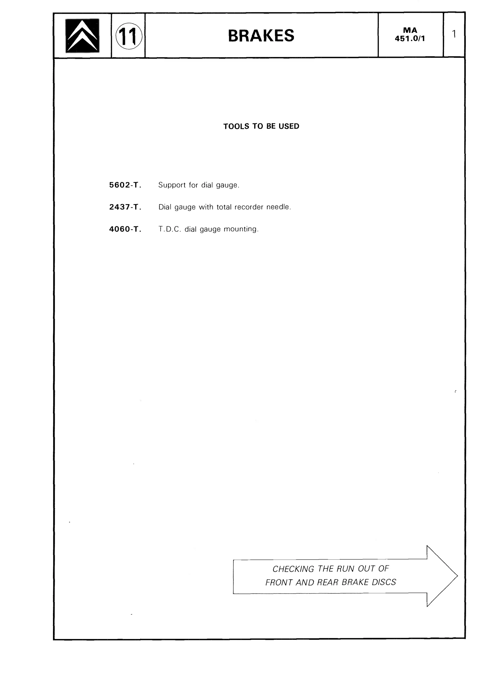 Check runout of brake discs, page 425 of 611 — CX Repair Manual — Mechanical Components 1