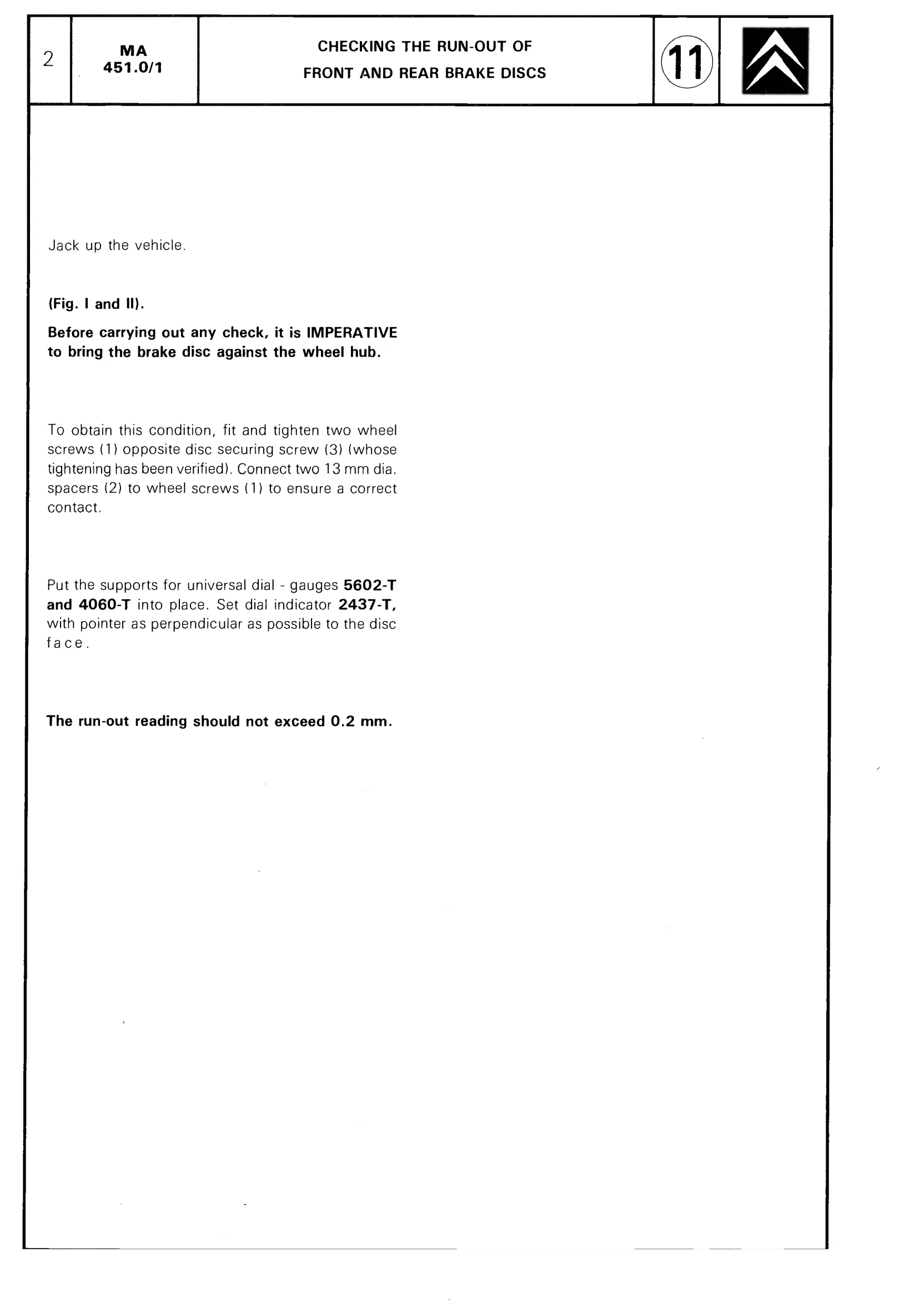 Check runout of brake discs, page 426 of 611 — CX Repair Manual — Mechanical Components 1