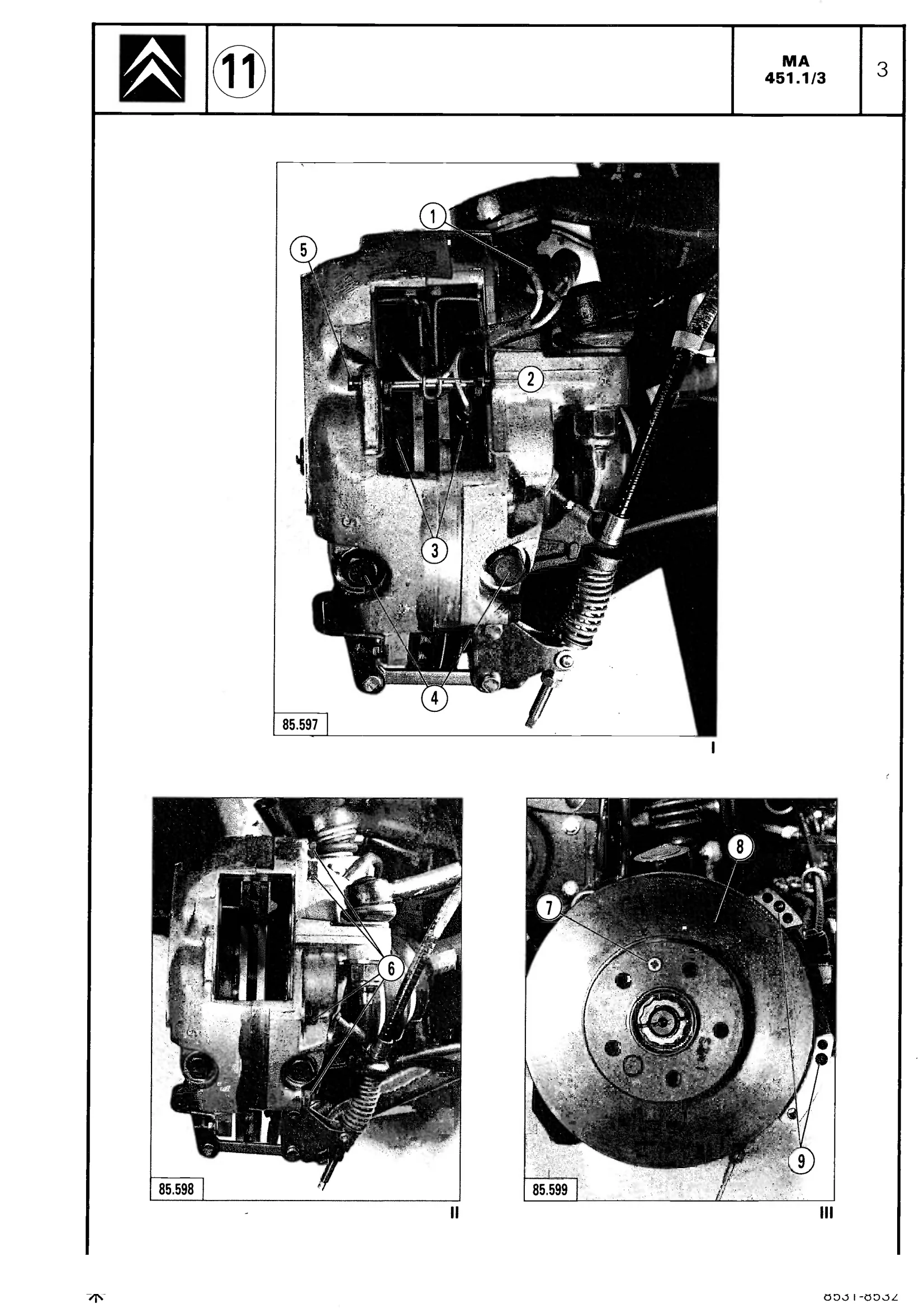 Remove/refit front brake disc, page 430 of 611 — CX Repair Manual — Mechanical Components 1