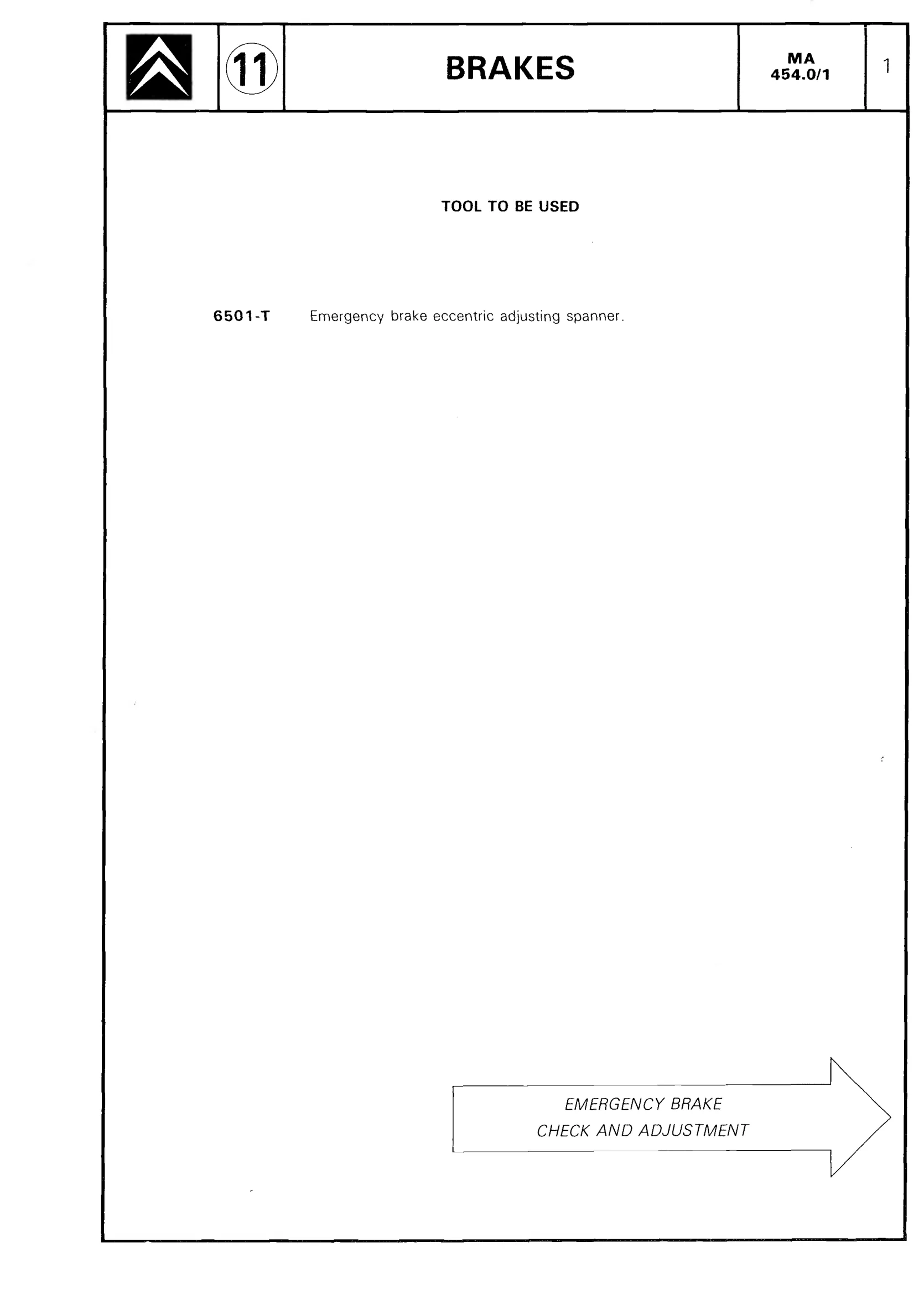 Adjust emergency brake, page 435 of 611 — CX Repair Manual — Mechanical Components 1