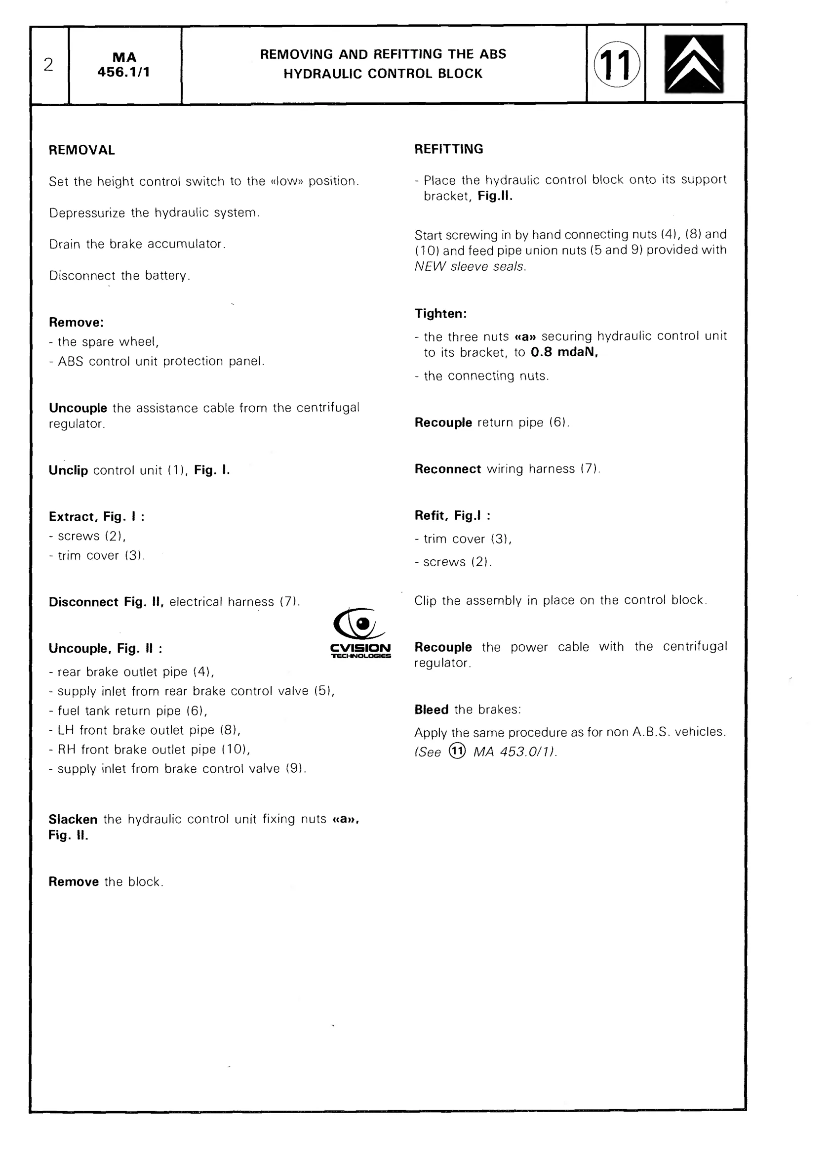 Remove/fit ABS hydraulic block, page 439 of 611 — CX Repair Manual — Mechanical Components 1