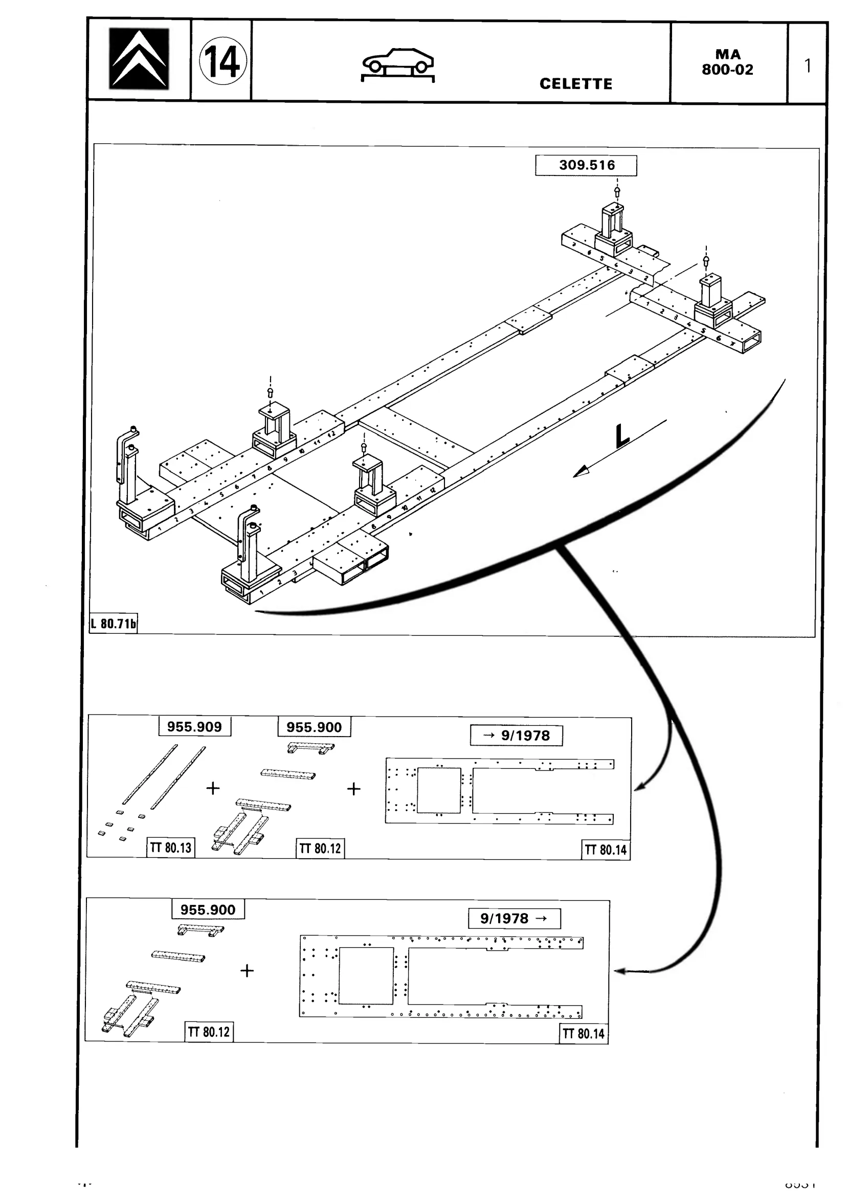 Using 'Celette' jig, page 525 of 611 — CX Repair Manual — Mechanical Components 1