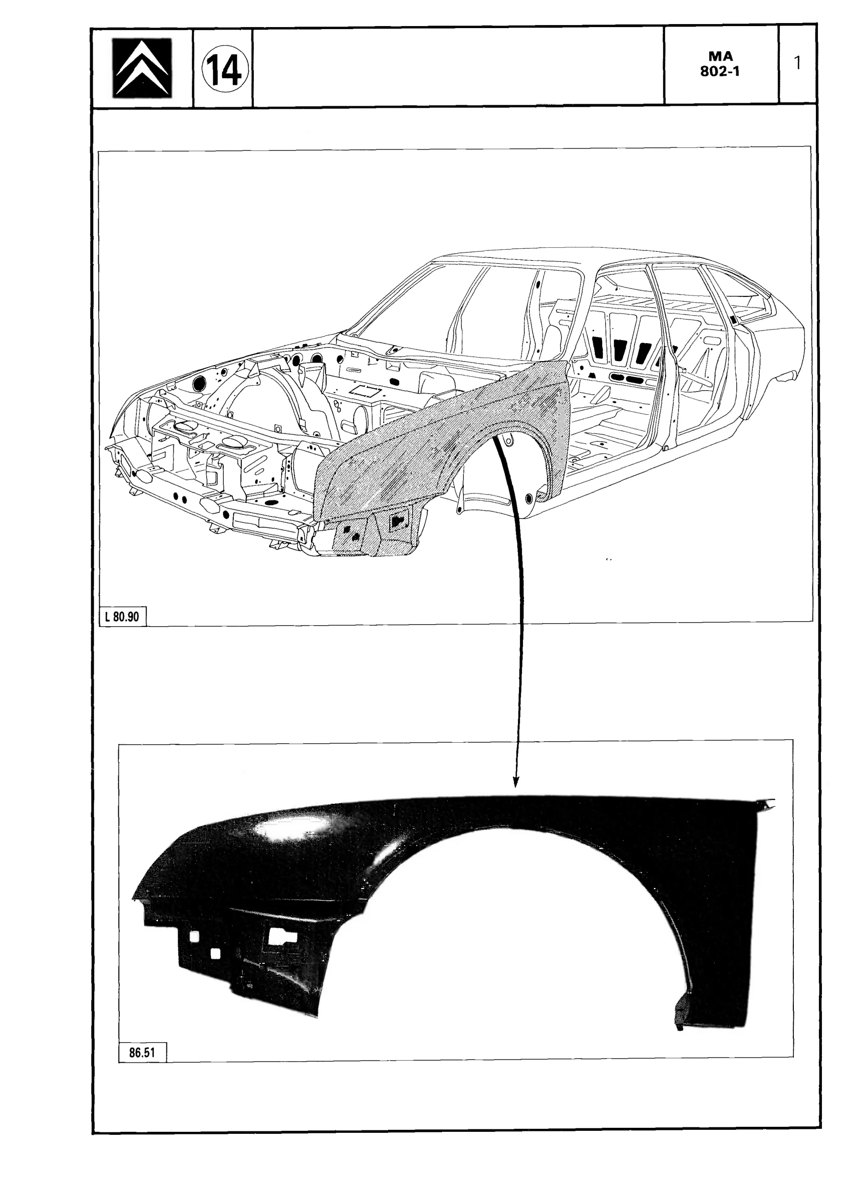 Replace front wing, page 550 of 611 — CX Repair Manual — Mechanical Components 1